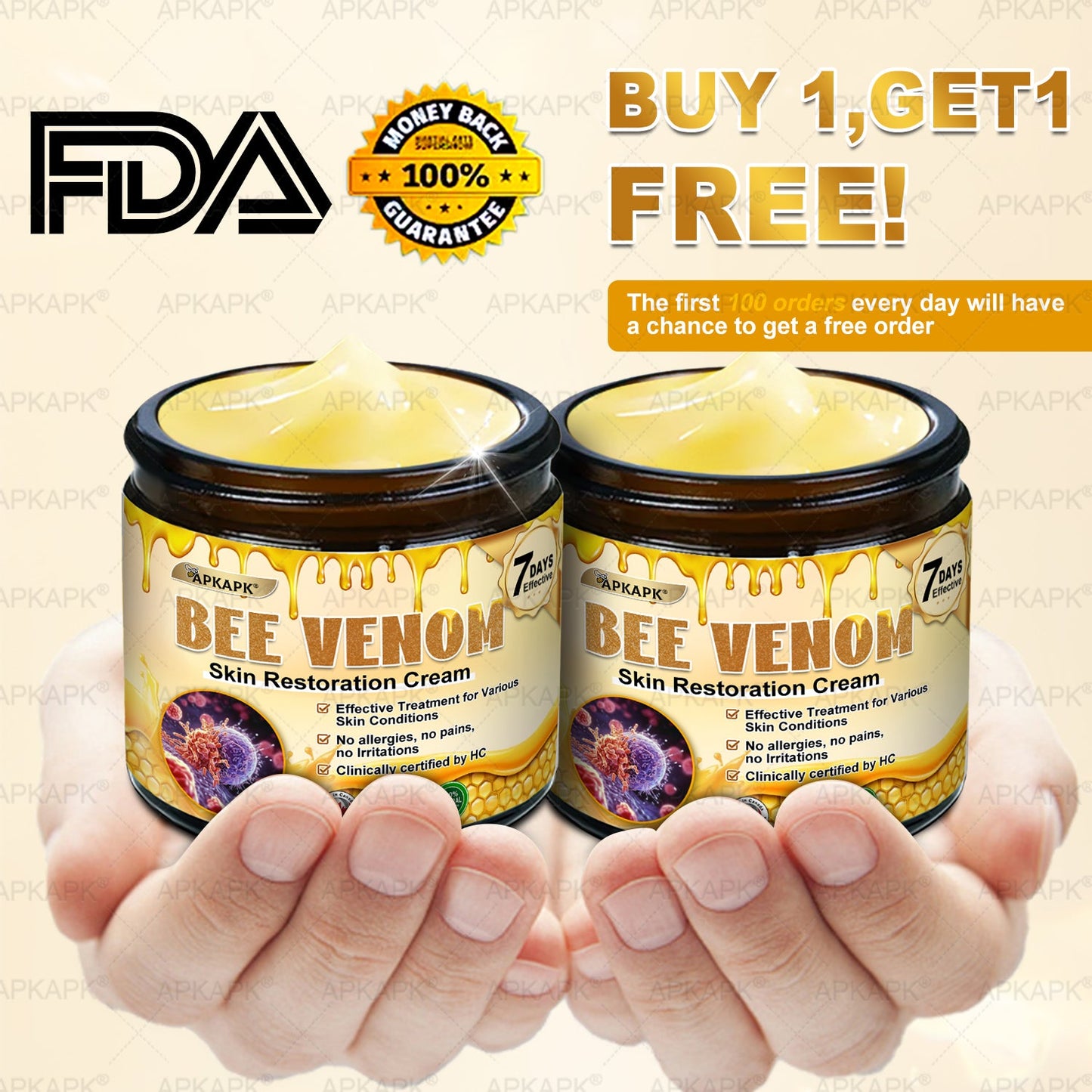 APKAPK®--Only 10 jars! Grab an exclusive 30% discount now! Keep your skin youthful and glowing in just 1 to 3 weeks. Don’t miss your chance—this offer won’t come around again until next year. Act fast! 180-day money back guarantee!